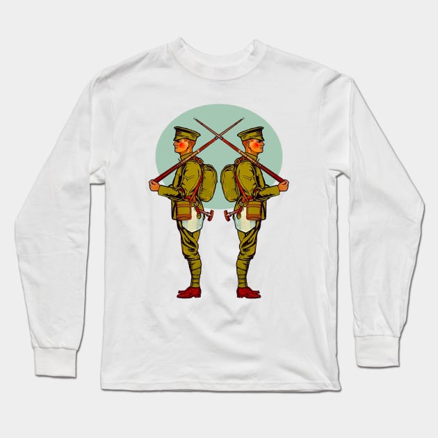 Soldier in the 1st. World War Long Sleeve T-Shirt by Marccelus